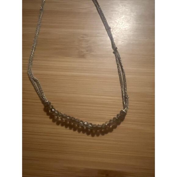Stella And Dot Grey Crystal Necklace minimalist feminine sparkle vintage signed - Picture 2 of 3